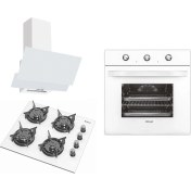 Resim Itimat Lüx Kristal Beyaz Pop-Up Düğme Ankastre Set (6020 Fırın+ 5030 Ocak + 8030 Davlumbaz) 