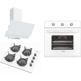 Resim Itimat Lüx Kristal Beyaz Pop-Up Düğme Ankastre Set (6020 Fırın+ 5030 Ocak + 8030 Davlumbaz) 