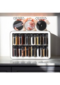 Resim Standlı Baharatlık Takımı Kaşıklı Ve Kapaklı 12'li Baharatlık Set 