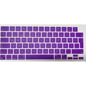 Resim Arabulalaca Apple Uyumlu MacBook Air 15 A2941 Türkçe Klavye Koruyucu Mor 