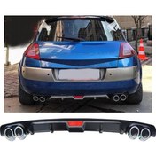 Resim Renault Megane 2 Hatchback Uyumlu Body Kit Difüzör 4 Çıkış Siyah Yuvarlak 