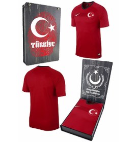 Resim Türkiye Milli Takım Çocuk Forması Orijinal Forma Kişiye Özel Tasarım Ahşap Kutu 