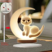 Resim 2D Düz Akrilik Ay ve Kedi Lambası - Bohem Tarzı Hilal Ay & Sevimli Yavru Kedi Masaüstü Dekoru ile Sıcak Işık, Pilsiz Ev Ofis Süsü, Kedi Severler İçin Mükemmel Hediye, Kedi Dekorasyonu, Rahatlatıcı Aydınlatma Vurgusu 