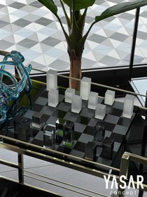 Resim Icelytic Kristal Satranç Dekor Siyah Şeffaf 