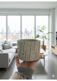 Resim Antik Sütun Dokulu Beton Saksı 