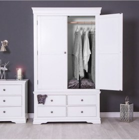 Resim Masifart_Mobilya Masifart Adella 2 Kapaklı 4 Çekmeceli Giysi Dolabı 