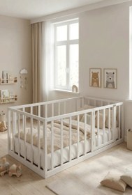Resim Cosmo Montessori Bebek ve Çocuk Karyolası Doğal Ahşap Yatak - 90 X 190 