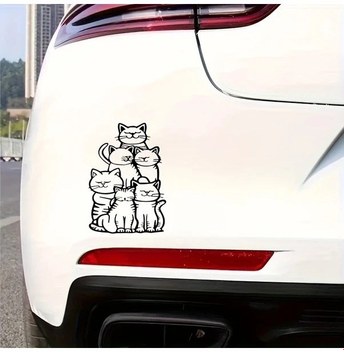 Cloud011 Eğlenceli Kedi Dekoru 14x12cm Araç Su Şişesi Yapışkanlı Çıkarılabilir.