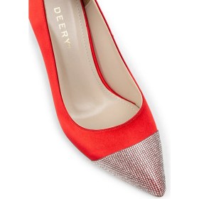 Resim Deery Kırmızı Saten Taşlı Stiletto Kadın Topuklu Ayakkabı - K0030zkrmm01 Kırmızı 