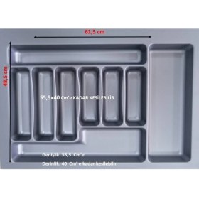 Resim Tekno Trust 62 x 49 Hırdavat 61,5cm x 48,5cm Çekmece Içi Kaşıklık Gri (55,5X40 Cm'e Kadar Kesilebilir) Gri Plas 