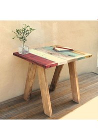 Resim Ahşap Renk Yan Sehpa Çok Renkli 