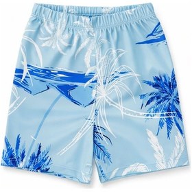 Resim Beniizle Hawai Paradise Baskılı Erkek Çocuk Uzun Kollu Mayo Mavi 
