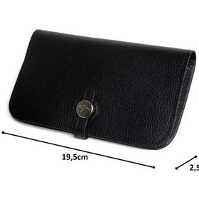 Resim Hakiki Deri Siyah Kadın Portföy El Çanta Kangaroo Kıngdom 8744-S 