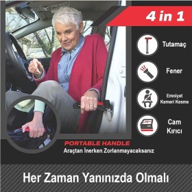 Resim Ayt Sunup Araç Iniş Destek Kolu Cam Kırıcı Fener Emniyet Kemeri Kesici Çok Fonksiyonlu Oto Tavan Yükselme Yardım Çekici 