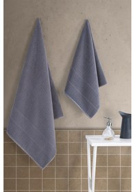 Resim Zeynep Tekstil Royality 50x90 70x140 Cm 2'li Banyo Havlu Seti, %100 Pamuklu Havlu Takımı Antrasit 