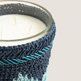 Resim Chakra Boho Coastal Tığ İşi Kokulu Mum 14X17 cm Mavi 