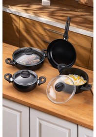 Resim Emsan Crystal Güveç Seti Siyah 7 Parça 