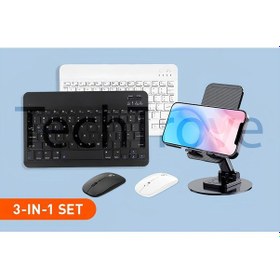 Resim Telefon, Bilgisayar Ve Tablet Uyumlu İngilizce Q Bluetooth + Wifi Klavye Mouse Set + Telefon Standı Diğer 