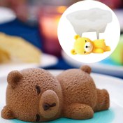 Resim 1 adet Sevimli 3D Uyuyan Ayı Silikon Kalıp - Gıda Sınıfı Isıya Dayanıklı Pişirme Kalıbı için Mousse Kek, Dondurma, Cupcake - Kolay Çıkartma DIY Pişirme Aksesuarları (11.99x7.49x5.79cm), Kek Kalıbı 