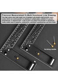 Resim Pazly Çok Işlevli 30 Cm Alüminyum Saplı Kare Cetvel - Yüksek Hassasiyetli Çizim Cetveli 