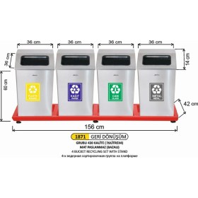 Resim Arı Metal Geridönüşüm Paslanmaz 4 Lü 36X36X60 cm 