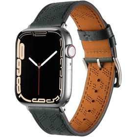 Resim ​​​Watch 42mm Uyumlu KRD-76 PU Deri Kordon Strap Kayış CLO- Koyu Yeşil 