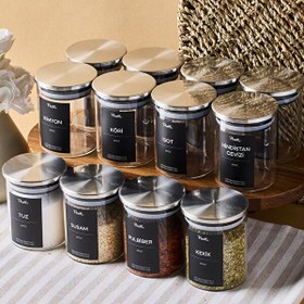 Resim Perotti Aurelia 12 Parça Metak Kapak Cam Baharatlık 225 ML 