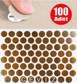 Resim Yapışkanlı Tıpa Mobilya Dolap Vida Kapatma Gizleme Kapağı Ceviz -100adet 