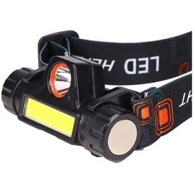 Resim Süper Parlak Cob Led 1200 Lümen Şarjlı Kafa Feneri. Kafa Lambası Siyah 