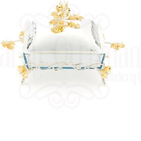 Resim Saray Ottoman Lotus Çiçek Kare Borcam Gümüş 