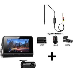 Resim 70MAİ A810 + RC12 Ön ve Arka Araç Içi Kamera Seti +70MAI UP03 Park Gözetim Modu Kablosu M500 / Omni 