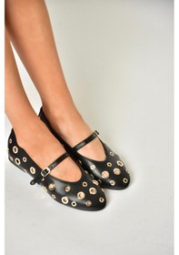 Resim Fox Shoes U820084509 Siyah Kadın Babet Siyah-suni Deri Siyah 