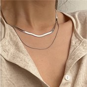 Resim 2 Adet Basit Moda Paslanmaz Çelik Zincir Kolye Seti - Kaplama Yok, Şık Tasarım, Günlük Giyim için Çeşitli, Tüm Mevsim Uygun 
