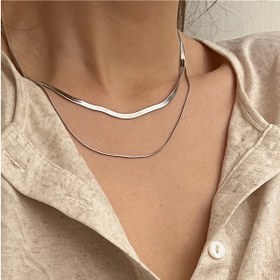 Resim 2 Adet Basit Moda Paslanmaz Çelik Zincir Kolye Seti - Kaplama Yok, Şık Tasarım, Günlük Giyim için Çeşitli, Tüm Mevsim Uygun 