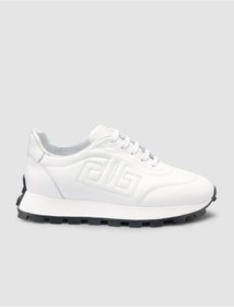 Resim Cabani %100 Hakiki Deri Beyaz Kadın Sneaker 