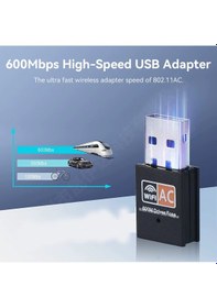Resim 600 Mbps Usb Wifi Adaptörü Kablosuz İnternet Güçlendirici Tak Çalıştır Mini Dongle 