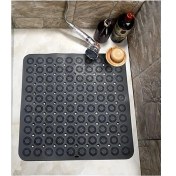 Resim Kare Vantuzlu Banyo Kaydırmaz Paspas- Tırtıklı Ayak Duş Matı Silikon Masaj Pedi 