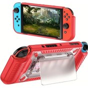 Resim Gaojunshop01 Nintendo Switch Oled İçin Kırmızı Abs Dayanıklı Şok Emici Taşıma Çantası 