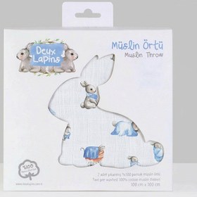 Resim 2’li Müslin Bebek Örtüsü - Bebe Lapin ve Cotton Grey - 100x100 cm 