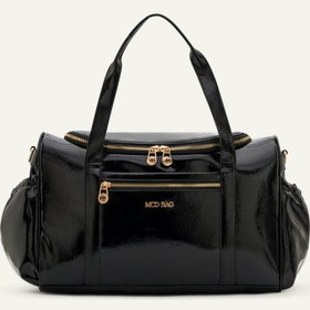 Resim Serena Siyah Kırışık Deri Gold Bebek Çantası 