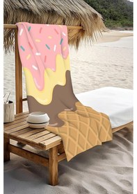 Resim Dijital Baskı Plaj Deniz Havlusu Dondurma Desenli Peştamal Hvl0201 Renkli 