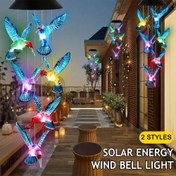 Resim 1 adet dış mekan LED güneş enerjili akıllı rüzgar çanı ışığı, renk değiştiren rüzgar çanı ışığı, sinek kuşu şeklinde ışık, bahçe, balkon, parti ve pencere süslemesi için uygun renkli LED dekoratif ışık 