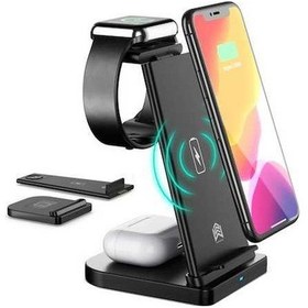 Resim Pazly 15w Hızlı Şarj Katlanabilir 3'lü Kablosuz Şarj Aleti - İos Uyumlu Watch, Telefon, Kulaklık İçin Siyah 