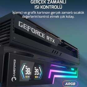 Resim Gamepower Heatsync ARGB LCD Ekran Kartı Tutucu Siyah 