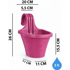 Resim Omnipazar So-tom3 Tombik Askılı Balkon Saksı 3 Litre No: 3 Vişne 102 