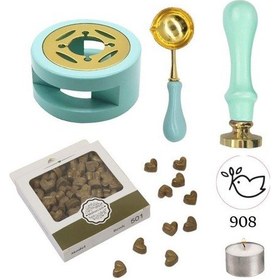 Resim Davetiye Mum Mühürü Uygulama Seti Su Yeşili Renk 908 Barış Güvercini 