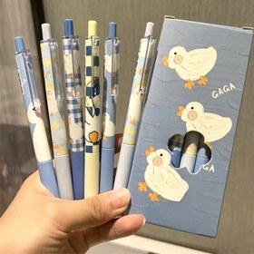 Resim 6'lı Paket Sevimli Go Duck Jel Kalemler Basınç ST Yüksek Kalite Fırça Q&A Kalemler Siyah Karbon Özel Kızlar İçin Kalp Şekilli Yüksek Değer ST 