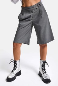 Resim Kadın Gri s6 Baggy Fit Maxi Boy Bermuda Şort - Gri Melanj / M 