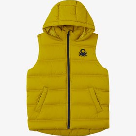 Resim Benetton Logolu Puffer Çocuk Sarı Mont 