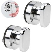 Resim Kılavuz Vantuz, Kapı Kolu, 2 Parça, Güçlü Vantuzlu Delme Gerektirmeyen Dış Mekan Veranda Kapı Kolu, Cam Kapı İçin, Gümüş 